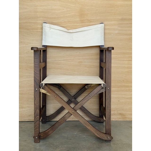 Traditional 1930s Set of 5 Edwardian Canvas Directors Chairs, Loft and Garden Style Chairs For Sale - Image 3 of 11