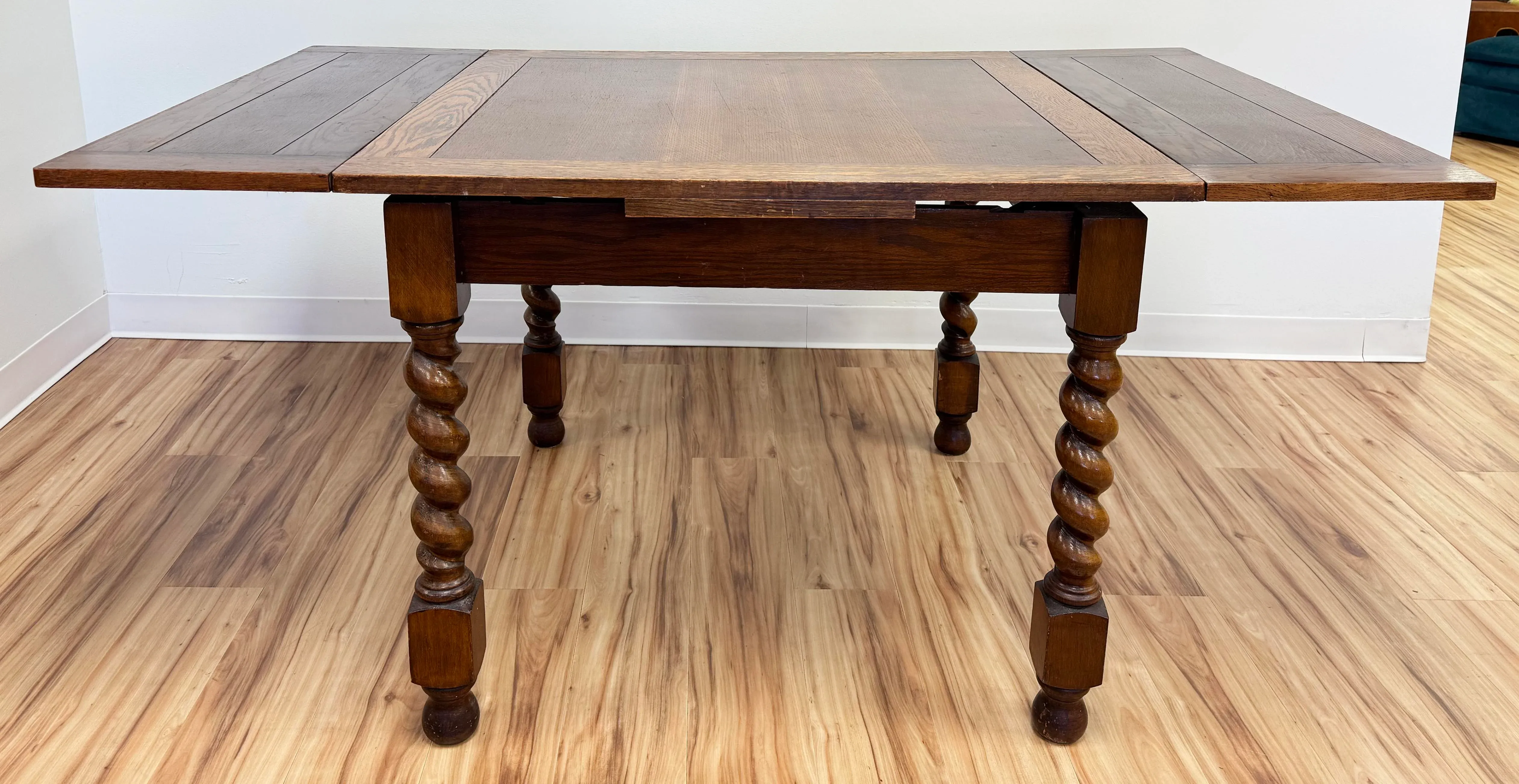 Antique Expandable Barley Twist Wood Refectory Table | Chairish