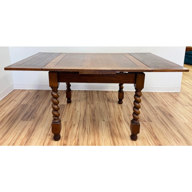 Antique Wood Barley Twist Expandable Refectory Table For Sale In Kansas City - Image 6 of 13