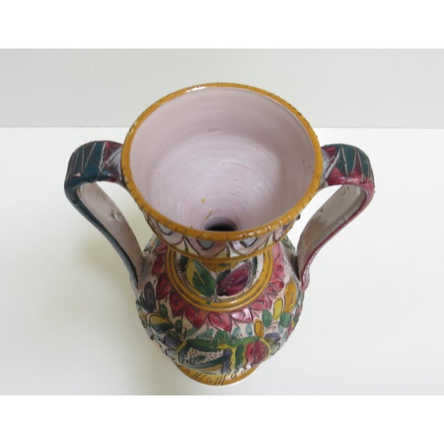 Yellow Vintage Orvieto Hand-Painted Italian Majolica Vase For Sale - Image 8 of 11