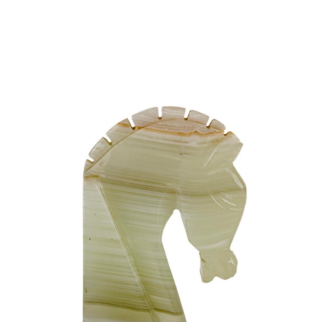 Mid 20th Century Vintage Mid-Century Modern Hand Carved Green Onyx Horse Head Bookends For Sale - Image 5 of 9