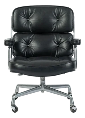 Eames Time Life Executive Lobby Chair Herman Miller Black Leather Office Chair