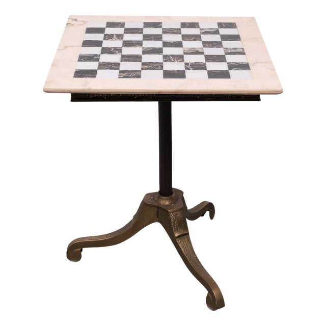 Marble Chest Board on Brass Stand, 1970s For Sale