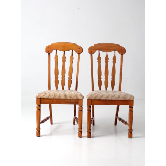 Mid-Century Singer Furniture Wood Dining Chairs With Upholstered Seats Pair For Sale - Image 4 of 15