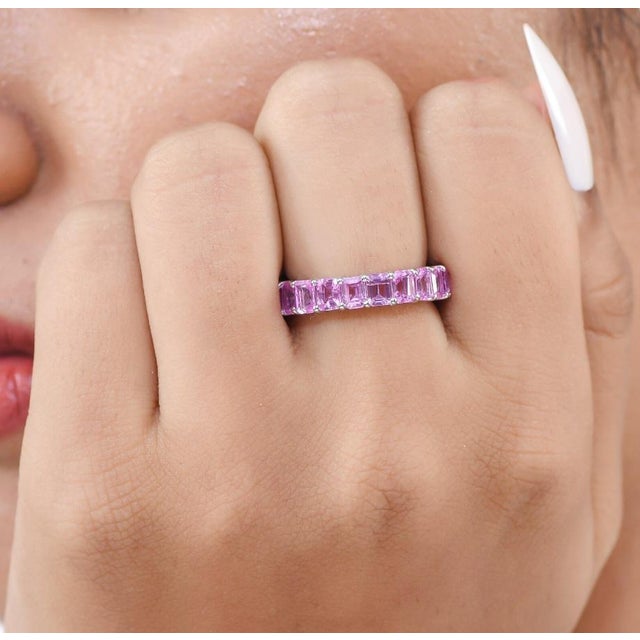 Natural 6.96 cts pink sapphire ring in 18k gold For Sale - Image 17 of 18