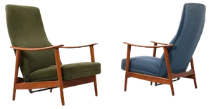 Mid-Century Danish Teak Reclining Lounge Chairs, 1960s, Set of 2