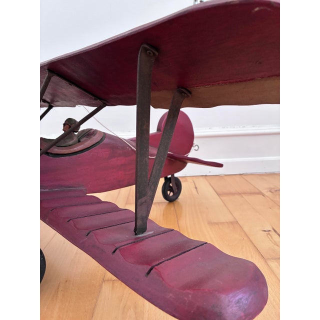 Large Vintage Handmade Wooden Airplane Model Biplane, 1930s For Sale - Image 12 of 18