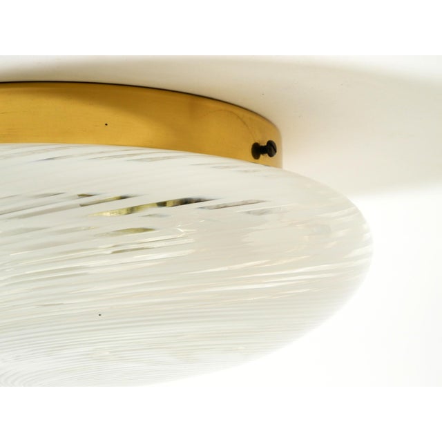 Swirl Flush Mount in Glass and Brass Base, 1980s For Sale - Image 10 of 18