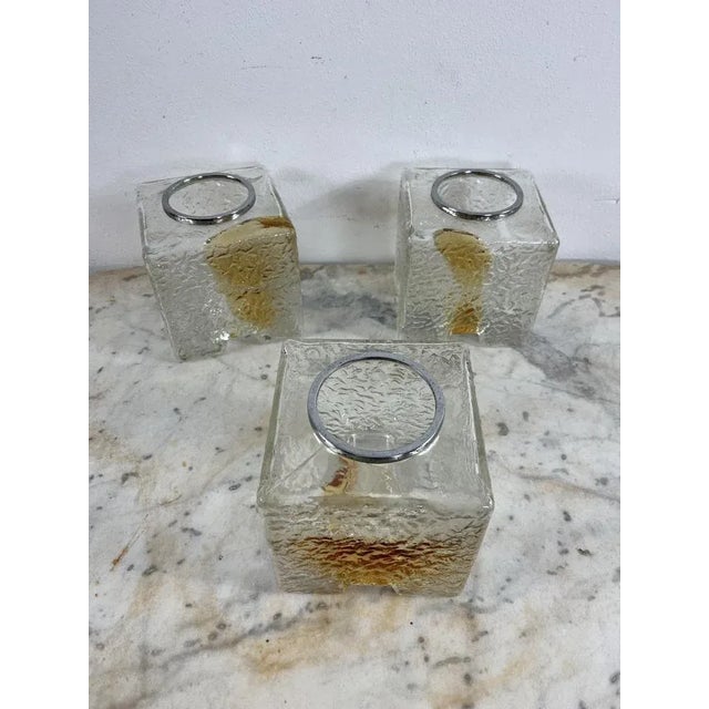 Metal Three-Light Murano Glass Chandelier by Toni Zuccheri for VeArt, 1970s For Sale - Image 7 of 13