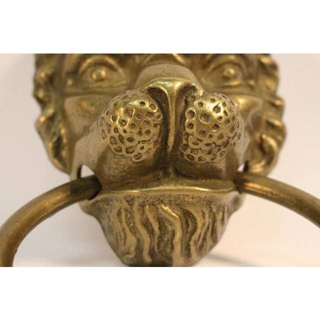 Vintage Door Knocker Lion Head in Brass, 1950s For Sale - Image 15 of 18