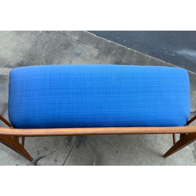 Wood Mid-Century Danish Modern Carved Teak Spindle Back Settees or Benches - Pair For Sale - Image 7 of 7