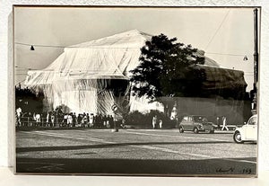 Christo and Jeanne-Claude, Vintage Signed SIlver Gelatin Photograph Christo Wrapped Kunsthalle Cugini Photo, 1968