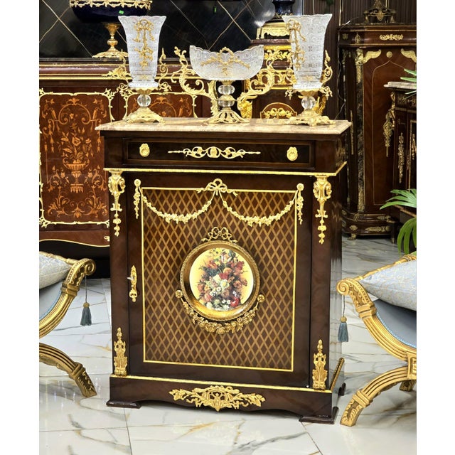 Grace your home with the timeless beauty of this French Louis XVI Commode Cabinet, an extraordinary piece that blends fine...