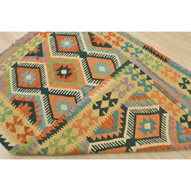 Kilim Rug 4'3'' X 5'9'' Multicolor Wool Handwoven Oriental Carpet For Sale - Image 11 of 12