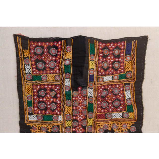 Indian Thar Desert Framed Antique Mounted Shisha Embroidery For Sale - Image 3 of 7