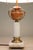 A sophisticated and elegant White & Salmon Onyx Marble Bronze/Brass Art Deco Neo Classic Urn/Column table lamp designed...