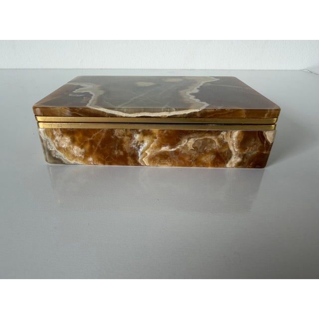1960’s Italian Vintage Agate Stone Jewelry Box With Gilt Brass Hardware For Sale - Image 10 of 10