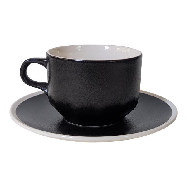1960s Vera for Mikasa Black Pepper Cup & Saucer For Sale
