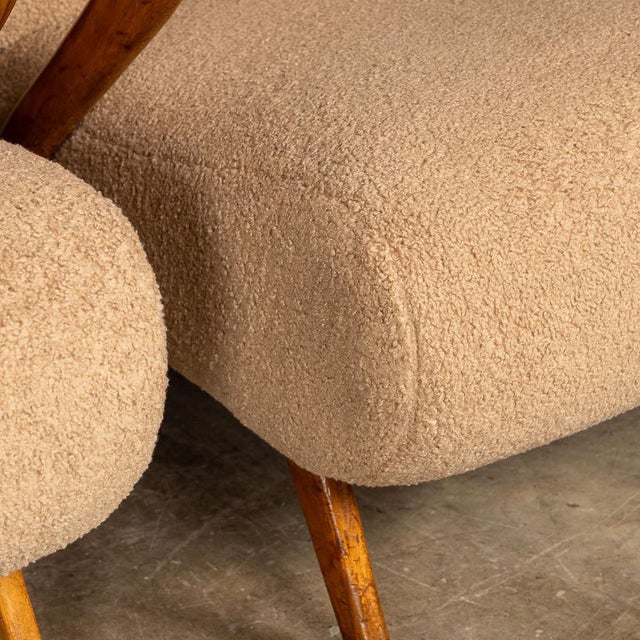 20th Century Italian Sofa and Armchairs in Toffee Bouclé by Paulo Buffa, 1950s, Set of 3 For Sale - Image 12 of 18