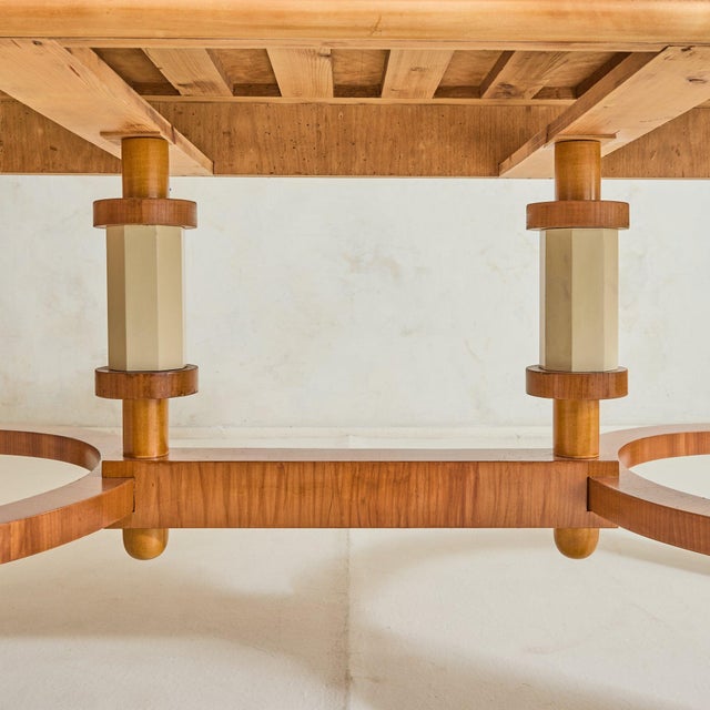 French Maple Desk with Hand-Cut Inlaid Parquetry Top, 1940s For Sale - Image 11 of 11