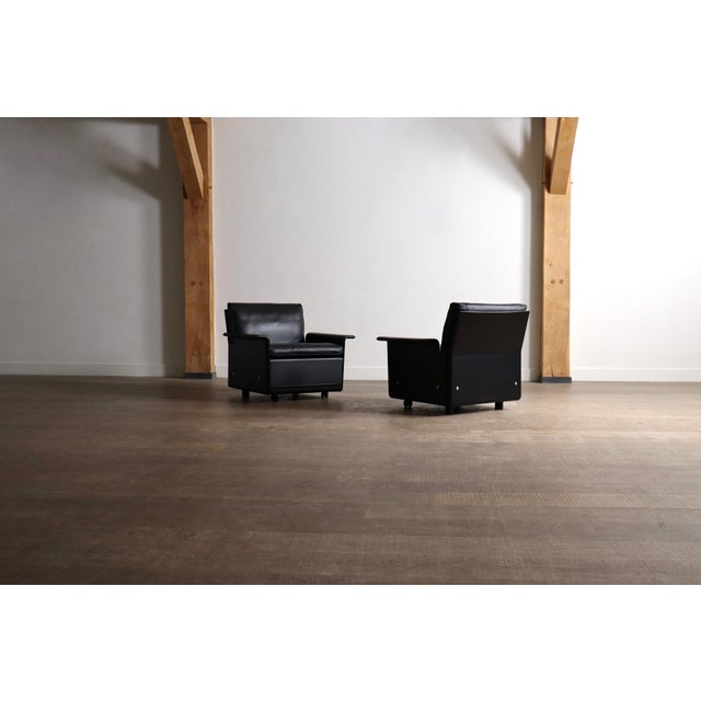 Animal Skin Model 620 Lounge Chairs in Black Leather by Dieter Rams for Vitsoe, 1980s, Set of 2 For Sale - Image 7 of 16