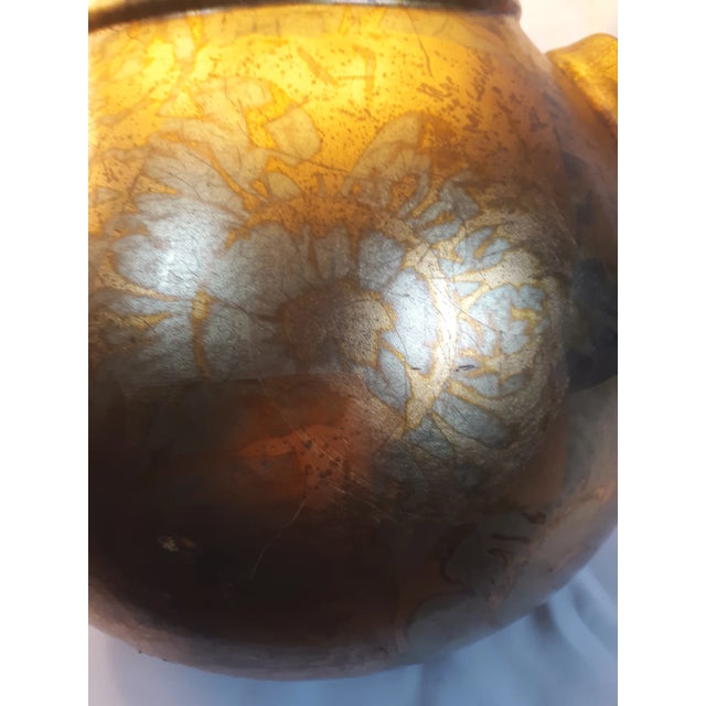 Vintage Mid-Century Modern Gold Leaf/Gilt Ginger Jar Shaped Ceramic Table Lamps - a Pair For Sale In Chicago - Image 6 of 13