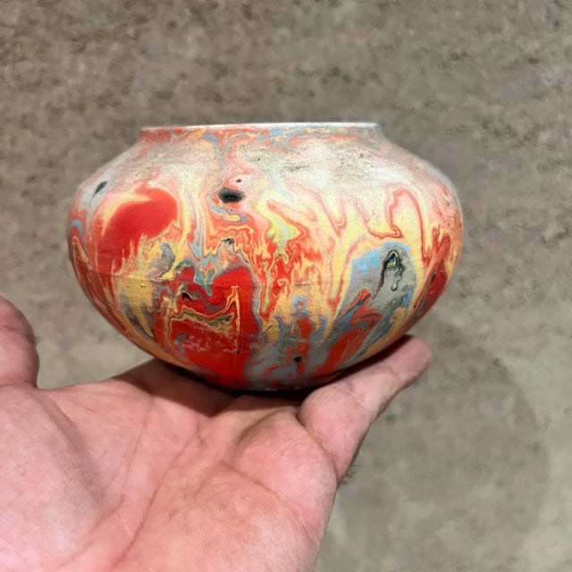 Indian Vintage Nemadji Indian Art Pottery Red Vase by Native American Maker For Sale - Image 3 of 6