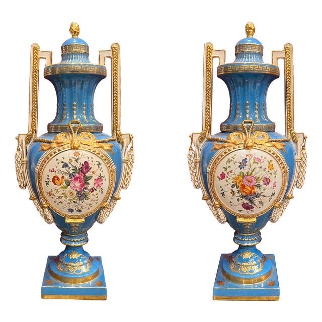 Vases in Sevres Porcelain, Set of 2 For Sale