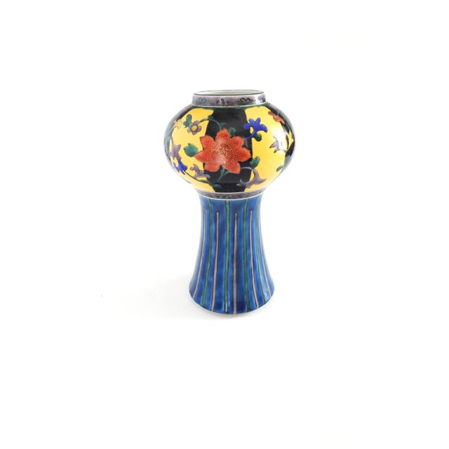 Art Deco Antique Ao-Kutani Yoshidaya Style Art Deco Pedestal Vase Fuku Mark C. 1920s–1940s For Sale - Image 3 of 15