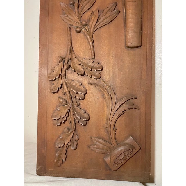 Antique Hand Carved Wood Relief Wall Architectural Salvage Panel Sculpture Art For Sale In New York - Image 6 of 15