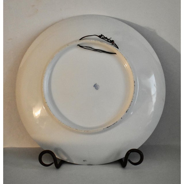 Antique Vienna Style Cobalt Blue Porcelain Cabinet Portrait Plate Hand Painted For Sale - Image 12 of 13