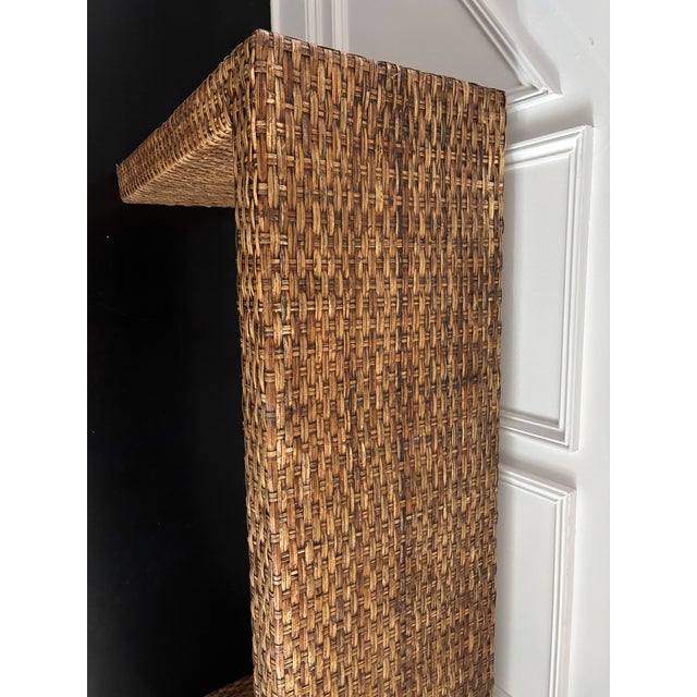 Early 21st Century Farmhouse Coastal Rattan Console Table For Sale - Image 5 of 11