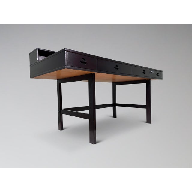 Refinished Ebonized Teak Flip Top Executive Desk Attr. Jens Quistgaard for Peter Løvig Nielsen For Sale - Image 17 of 17