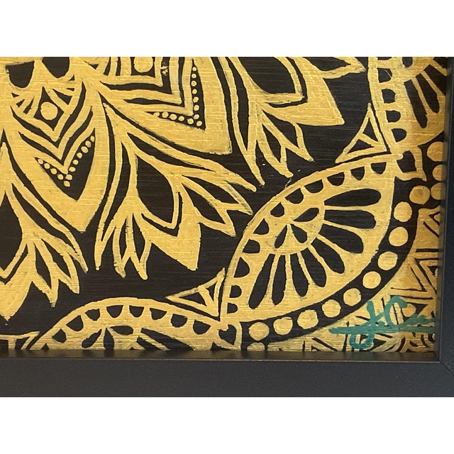 Late 20th Century Golden Mandala Cutwork Art in Black Frame For Sale - Image 11 of 11