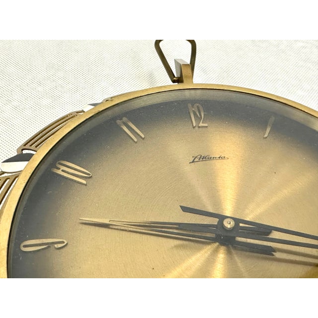 Mid-Century Modern Mid-Century Brass Wall Clock from Atlanta, 1960s For Sale - Image 3 of 11
