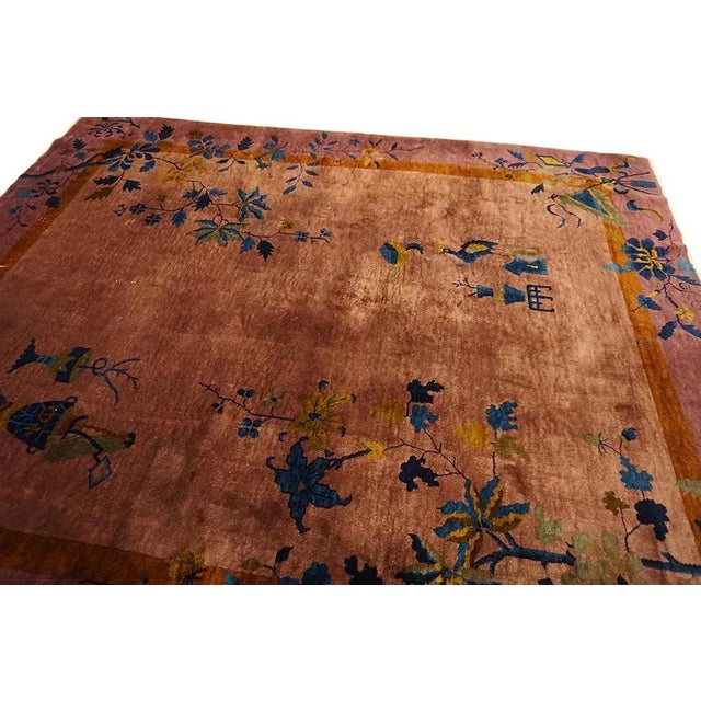 1920s Purple Mauve Antique Solid / Open Field Chinese Art Deco Carpet Rug For Sale - Image 4 of 10