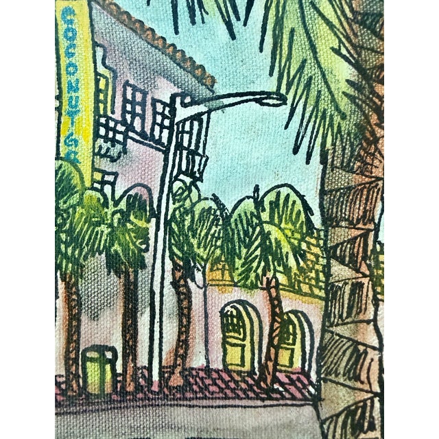 Red 1980's Coconut Grove Cityscape Mixed Media For Sale - Image 8 of 9