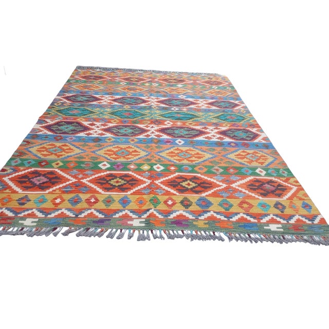Vintage Mid-20th Century Anatolian Flatwoven Kilim 7'9" X 5'7" For Sale - Image 4 of 8