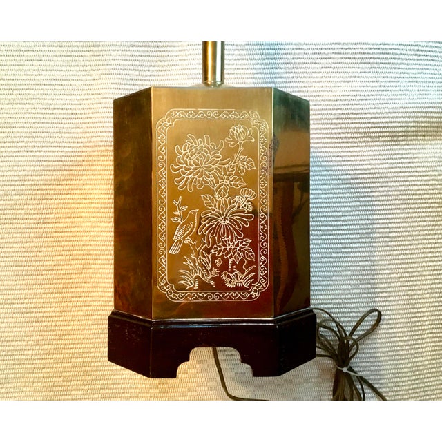 1960s Vintage Octagonal Brass Chinoiserie Table Lamp Chairish