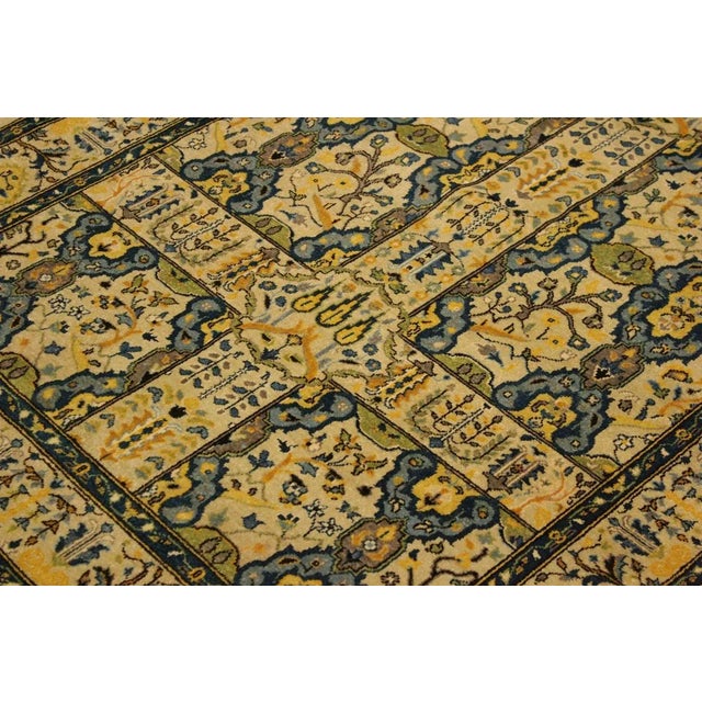 1980s Semi Vintage Ivory/Teal Turkish Hand-Knotted Rug -4'2 X 6'1 For Sale In New York - Image 6 of 8