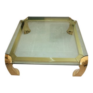 Karl Springer Style 1980's Brass Cocktail Table For Sale