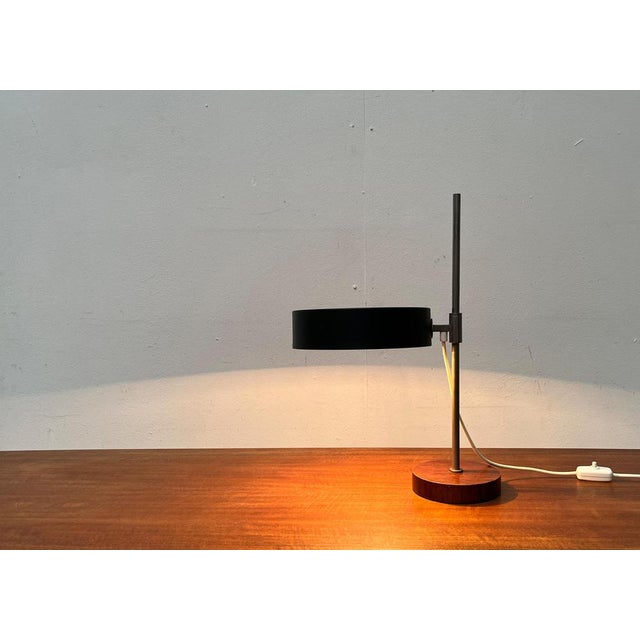 Mid-Century Minimalist Table Lamp with Teak Veneer Base, 1960s For Sale - Image 13 of 18