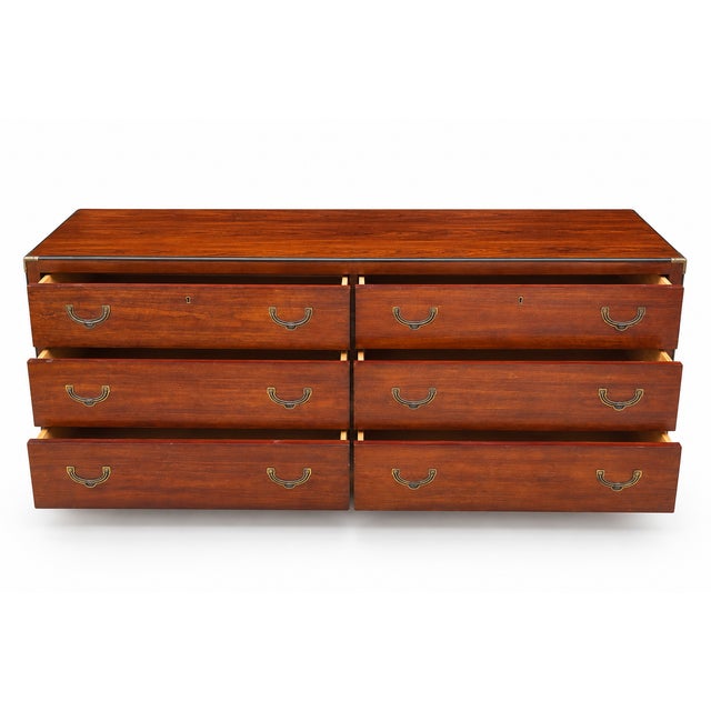 1970s 1970s National Mt. Airy Campaign-Style Six-Drawer Dresser For Sale - Image 5 of 9