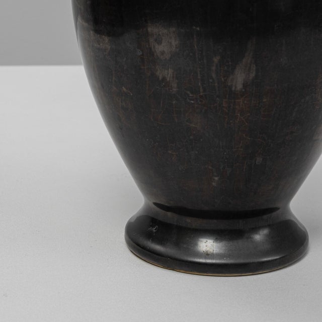 Ceramic 20th Century German Mid-Century Modern Black Ceramic Vase For Sale - Image 7 of 18
