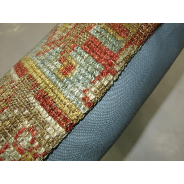 Early 20th Century Light Blue Rust Color Antique Persian Lumbar Size Rug Pillow For Sale - Image 5 of 5