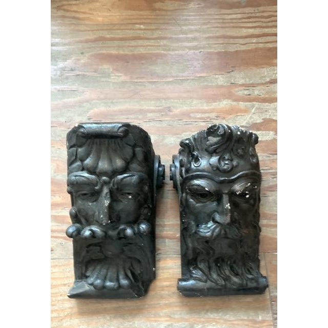 Gothic Vintage Boho Painted Plaster Corbels - Set of 2 For Sale - Image 3 of 4