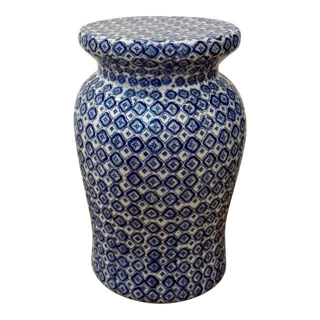 Blue and White Ceramic Garden Stool For Sale