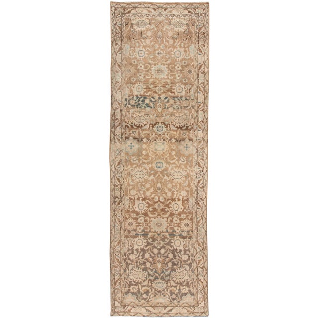 Beige 1960s Vintage Persian Beige Handmade Floral Wool Runner For Sale - Image 8 of 8