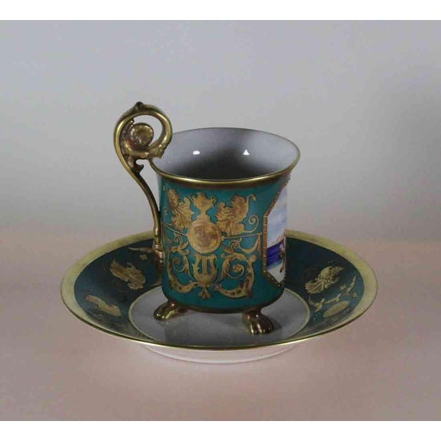 1990s 1990’s Vintage/New KPM Collectors Cup & Saucer With Painting and Graceful Rosace Handle For Sale - Image 5 of 13