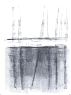 Ink on Paper_12 Original Modern Abstract Gray Painting by Carrie Bergey
